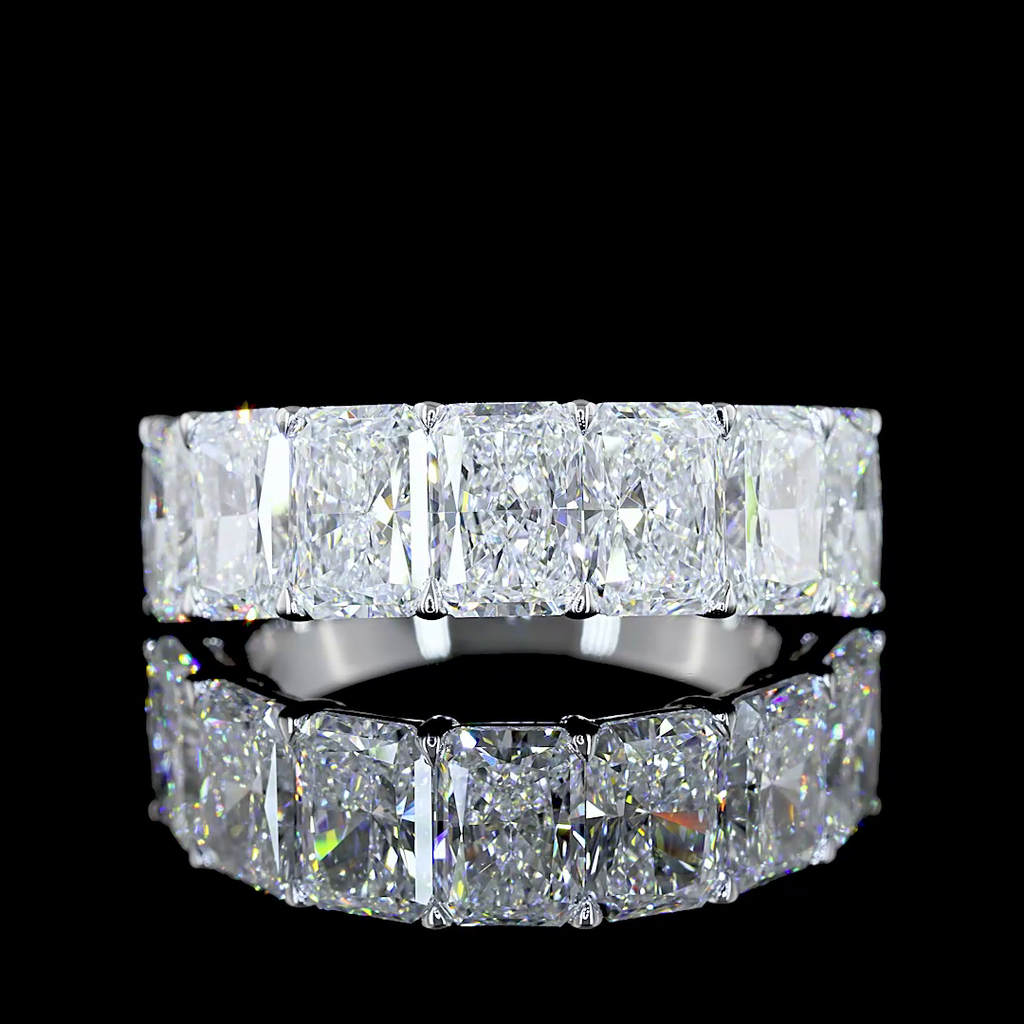 5.19 Cts 14k White Gold Radiant Shape 7 Stones Eternity Band