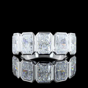 5.05 Cts 14k White Gold Radiant Shape 5 Stones Eternity Band