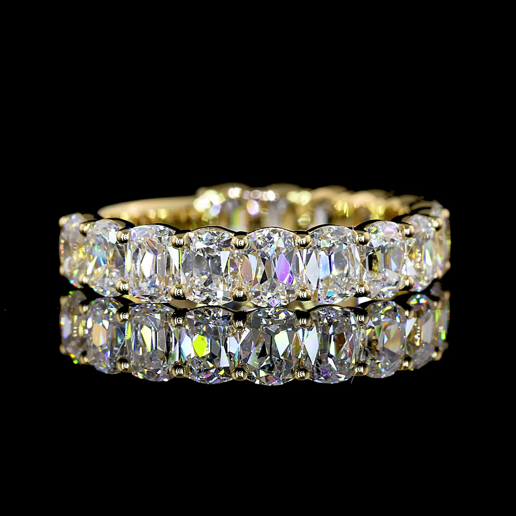 3.2 Cts 14k Yellow Gold Antique Cushion Shape 3/4 Band Eternity Band