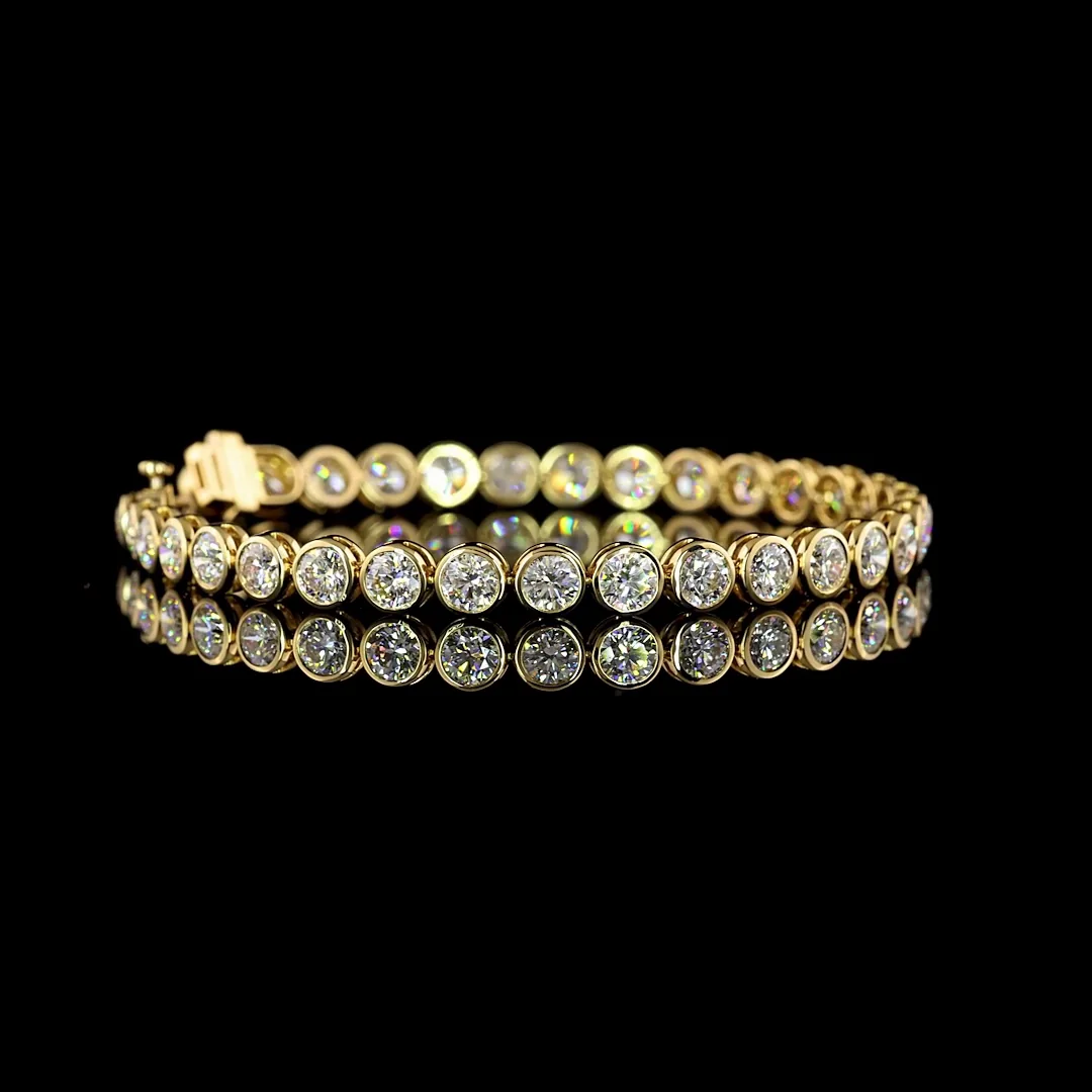 10.15 Cts 14k Yellow Gold Round Shape Tennis Bracelet
