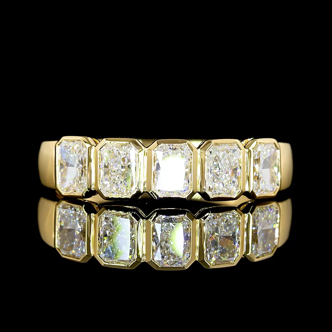 1.05 Cts 14k Yellow Gold Radiant Shape 5 Stones Eternity Band