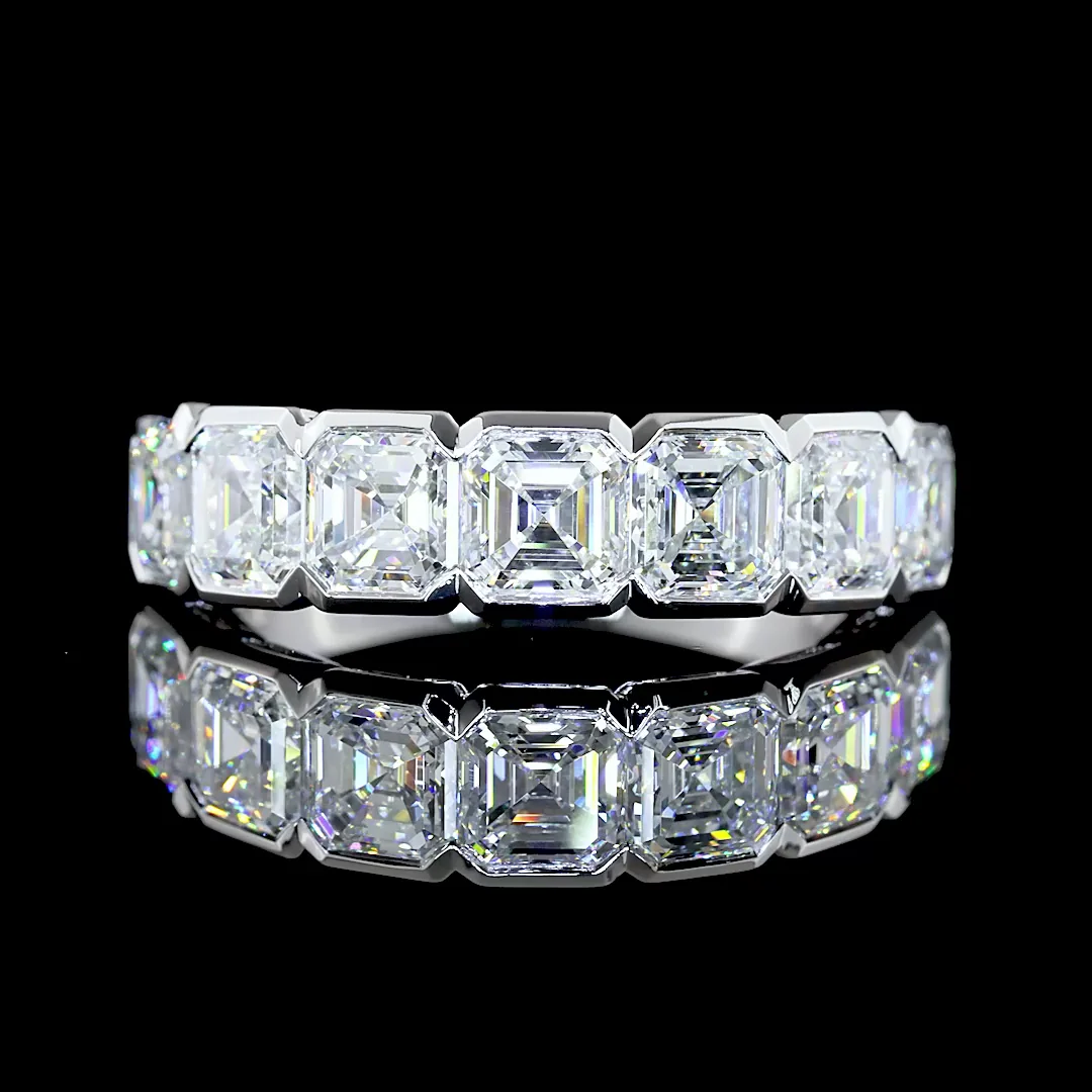 3.19 Cts 14k White Gold Asscher Shape 7 Stones Eternity Band