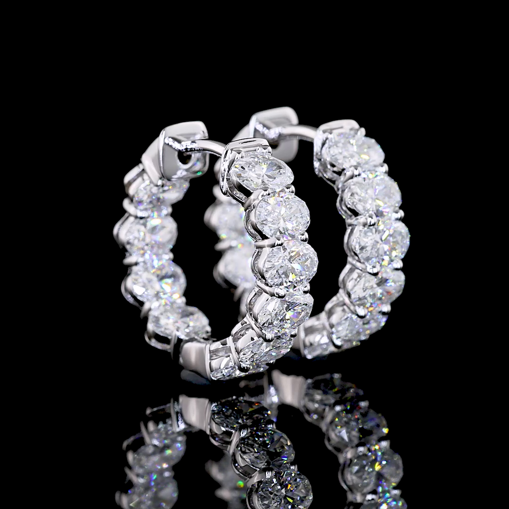 1.88 Cts 14k White Gold Oval Shape Huggies Earring