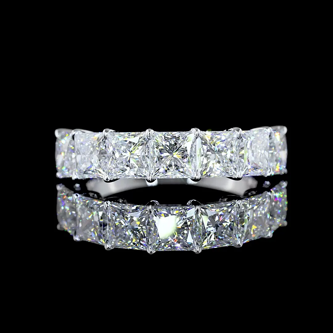 3.15 Cts 14k White Gold Princess Shape 7 Stones Eternity Band