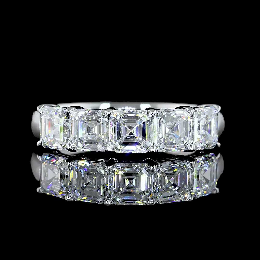 2.1 Cts 14k White Gold Asscher Shape 5 Stones Eternity Band