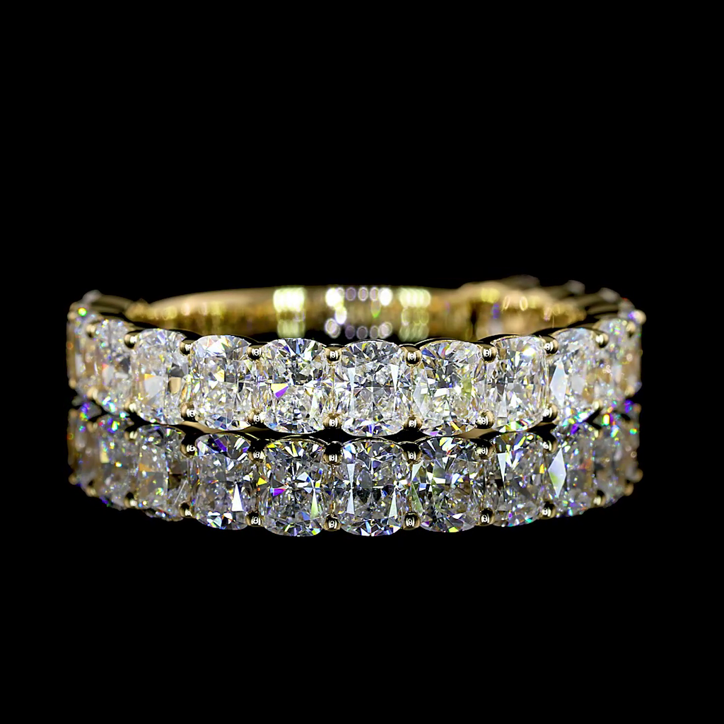 1.88 Cts 14k Yellow Gold Cushion Brilliant Shape 3/4 Band Eternity Band