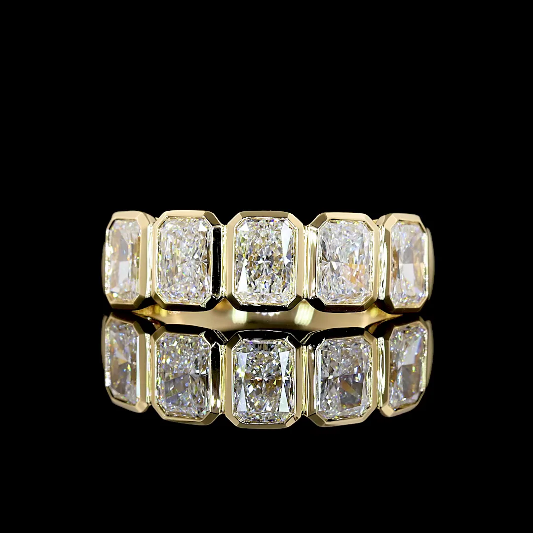 2.05 Cts 14k Yellow Gold Radiant Shape 5 Stones Eternity Band