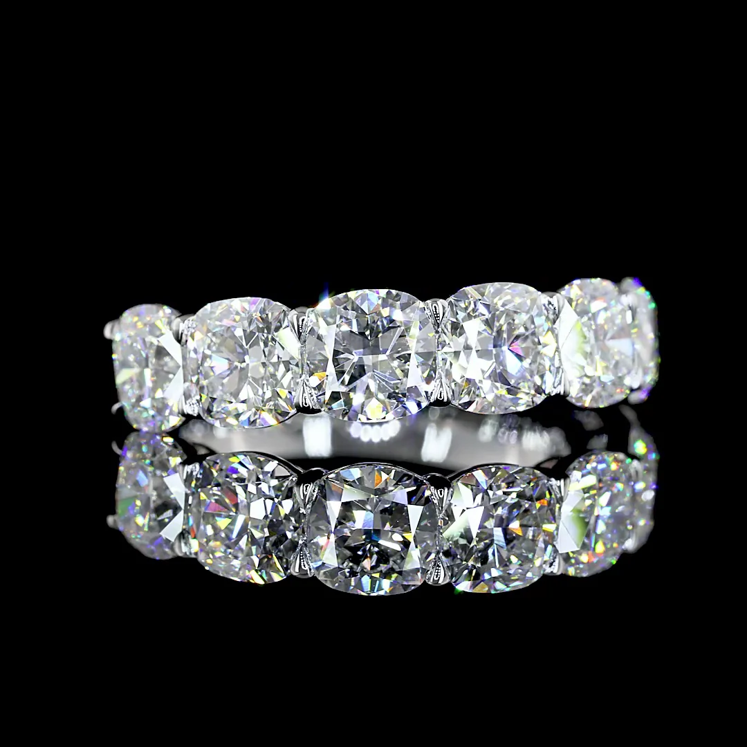 5.03 Cts 14k White Gold Square Cushion Brilliant Shape Half Eternity Eternity Band