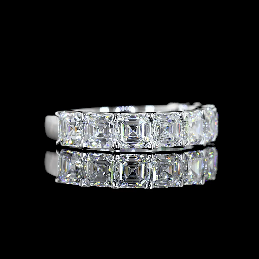 3.1 Cts 14k White Gold Asscher Shape Half Eternity Eternity Band