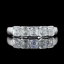 1.03 Cts 14k White Gold Asscher Shape 5 Stones Eternity Band