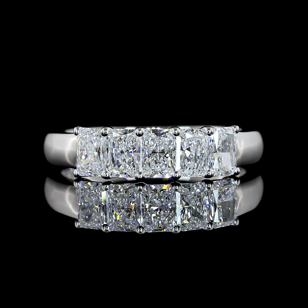 1 Cts 14k White Gold Radiant Shape 5 Stones Eternity Band