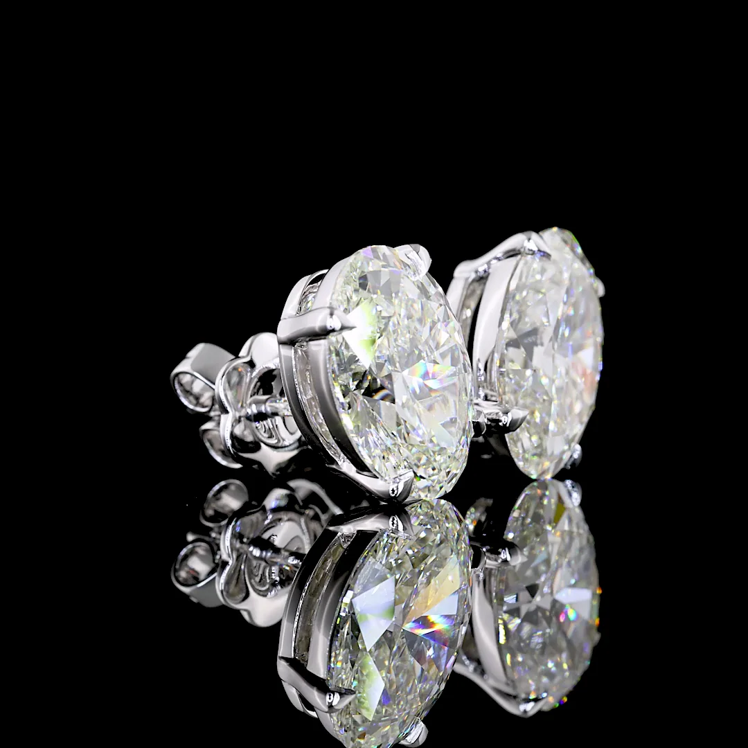 8.04 Cts 14k White Gold Oval Shape Studs Earring