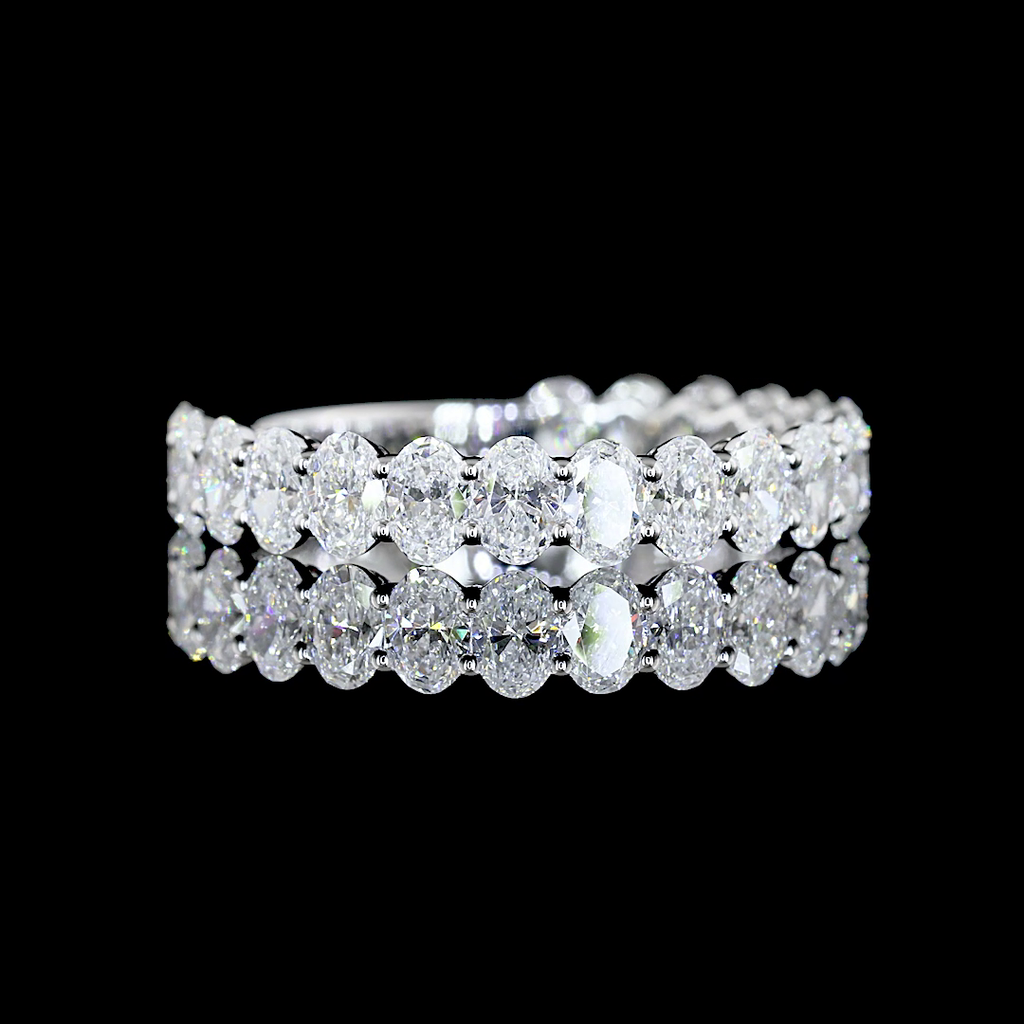 1.94 Cts 18k White Gold Oval Shape 3/4 Band Eternity Band