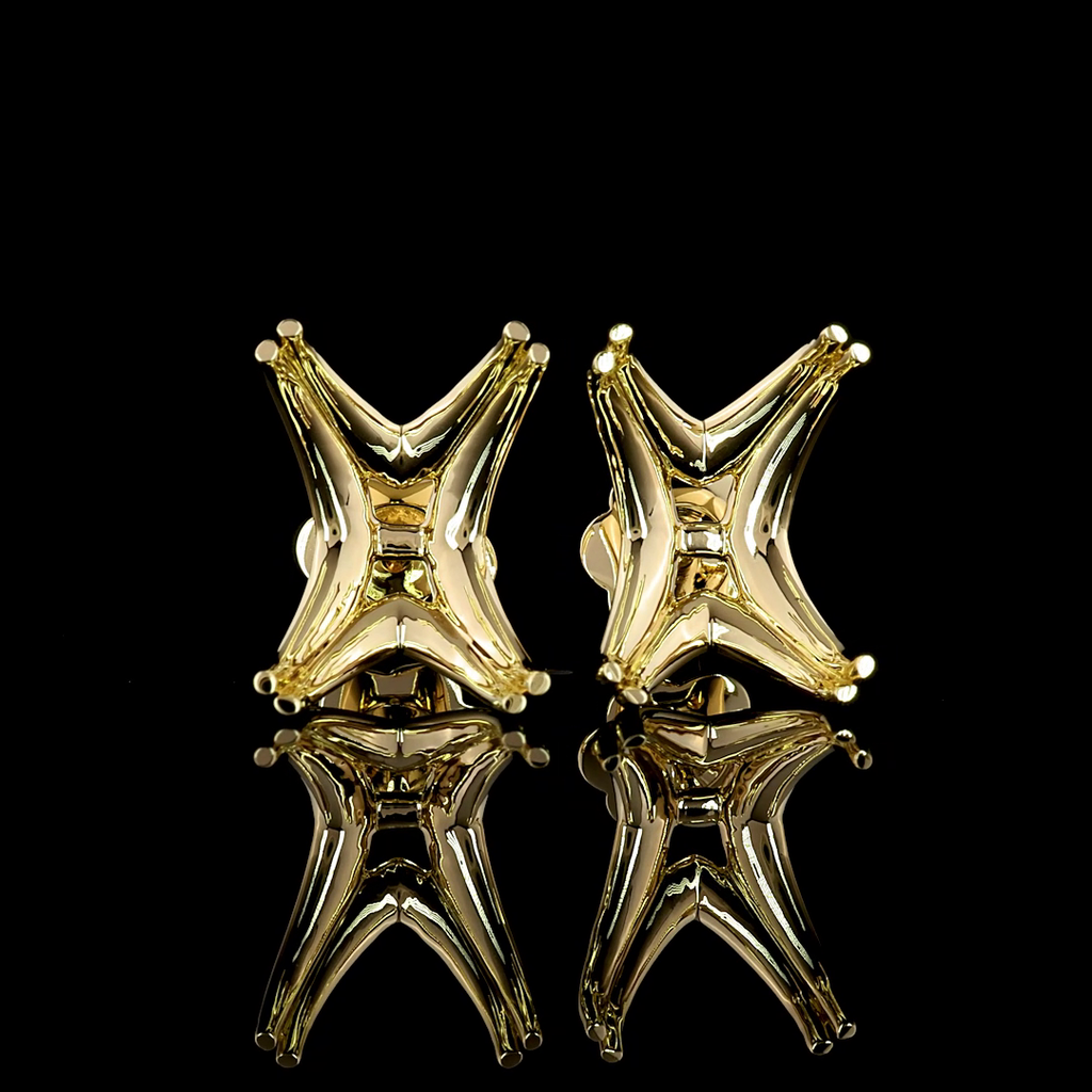 12.12 Cts 14k Yellow Gold Radiant Shape Studs Earring