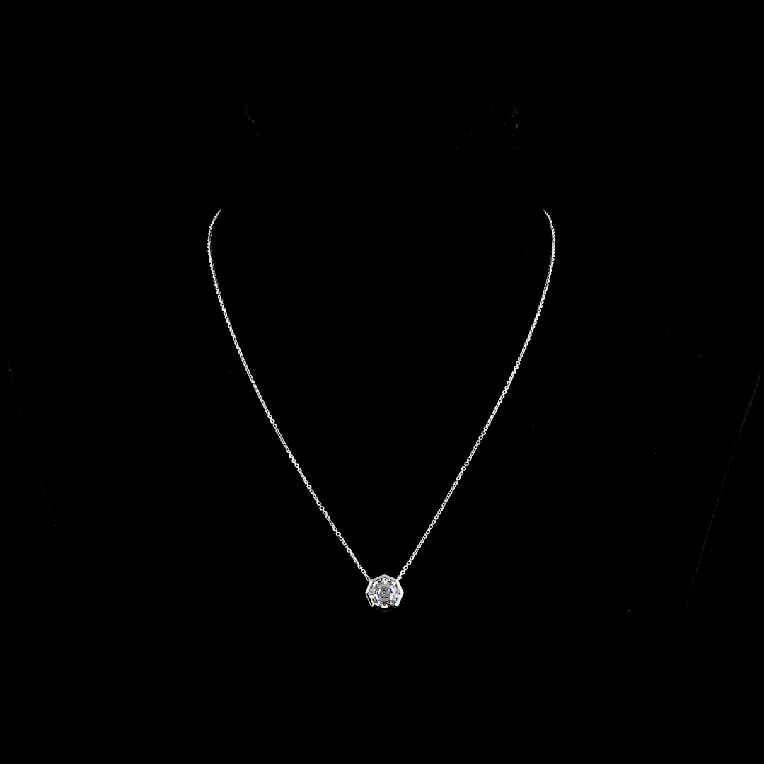 2.23 Cts 14k White Gold Octagon Shape Solitaire Pendant