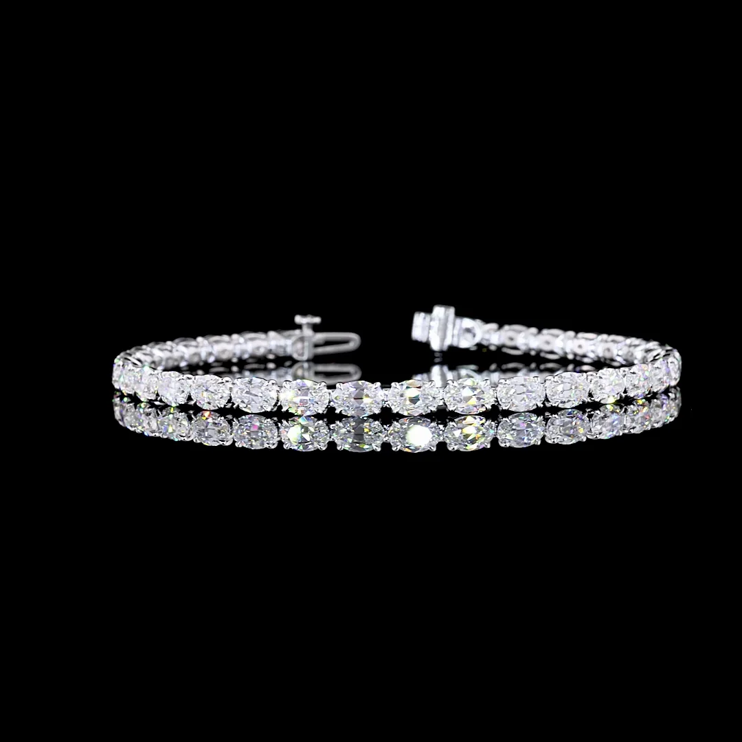 9.97 Cts 14k White Gold Antique Oval Shape Tennis Bracelet