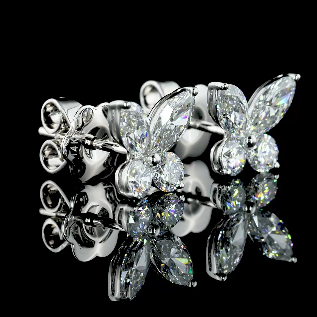 1.2 Cts 14k White Gold Marquise Shape Studs Earring