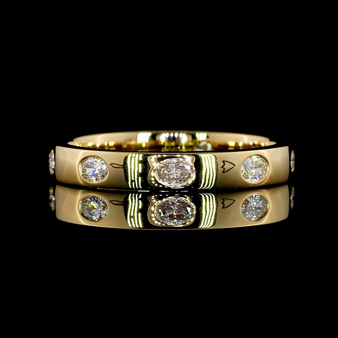 0.38 Cts 14k Yellow Gold Oval Shape 3/4 Band Eternity Band