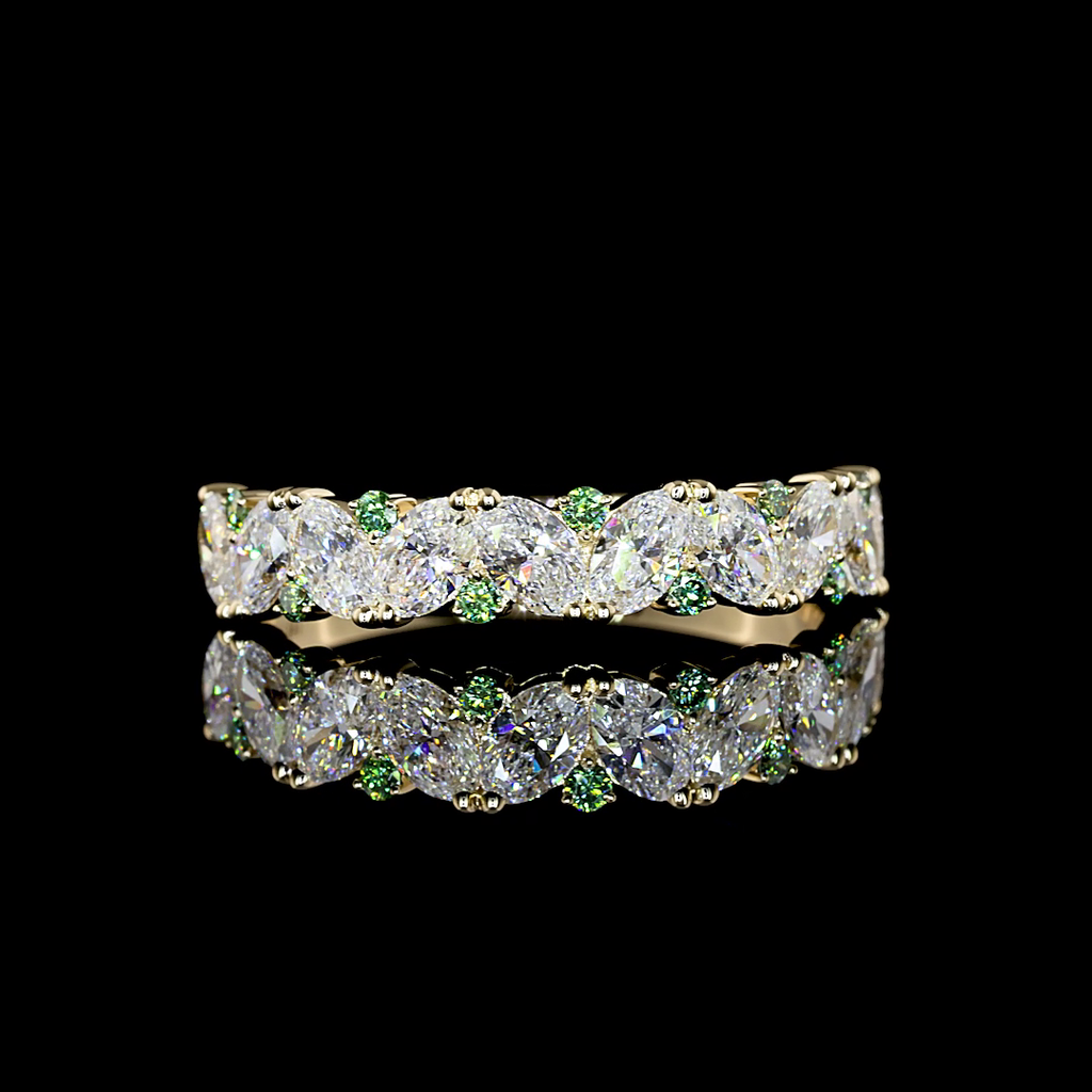 1.59 Cts 14k Yellow Gold Oval Shape Half Eternity Eternity Band