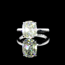 3.12 Cts 14k White Gold Antique Cushion Shape Solitaire Ring