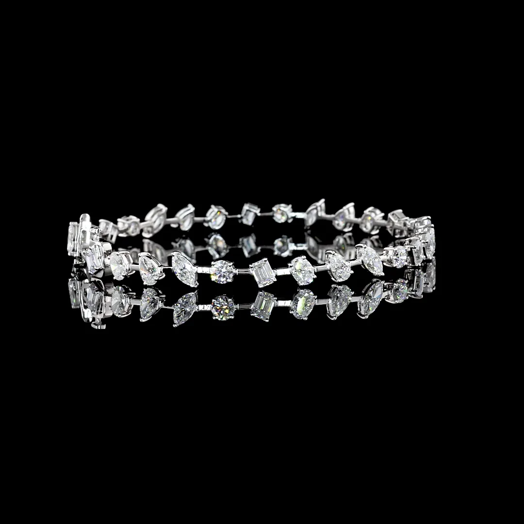 6 Cts 18k White Gold Mix Shape Tennis Bracelet