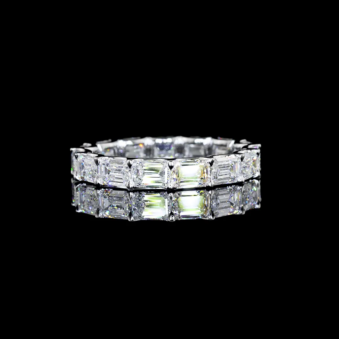 3.35 Cts 18k White Gold Emerald Shape Eternity Band Eternity Band