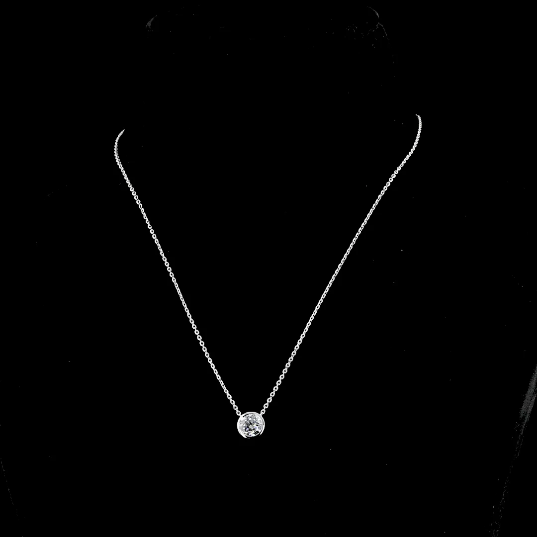 1.51 Cts 14k White Gold Round Shape Solitaire Pendant