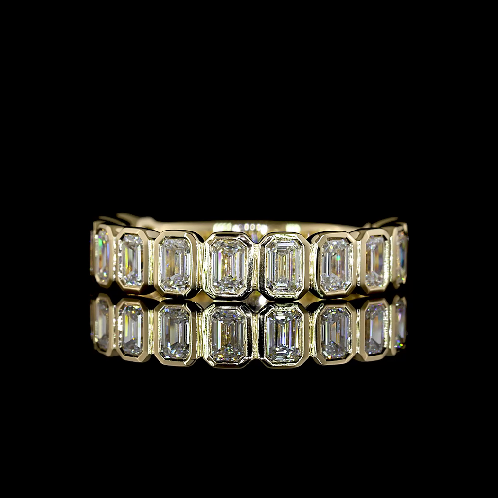 1.3 Cts 14k Yellow Gold Emerald Shape 3/4 Band Eternity Band