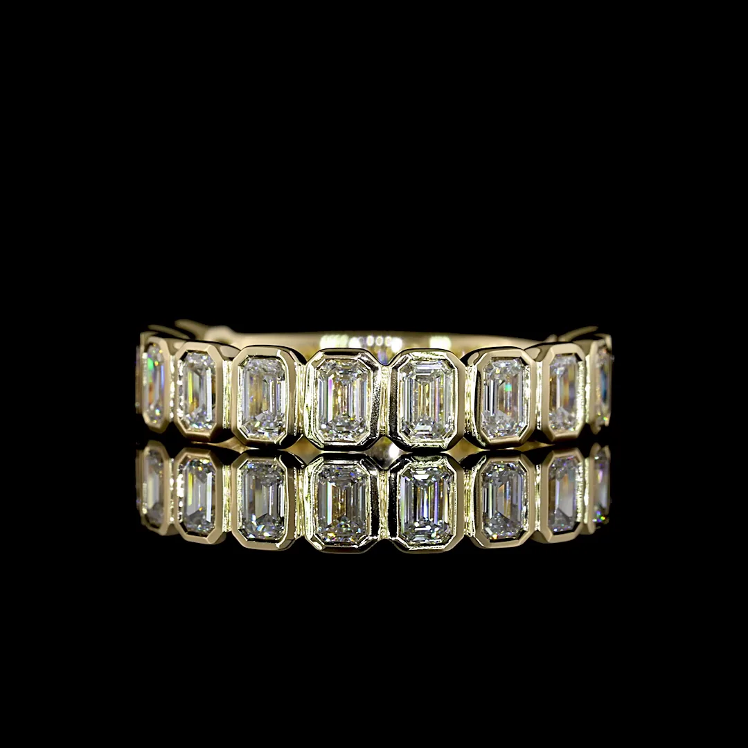 1.3 Cts 14k Yellow Gold Emerald Shape 3/4 Band Eternity Band