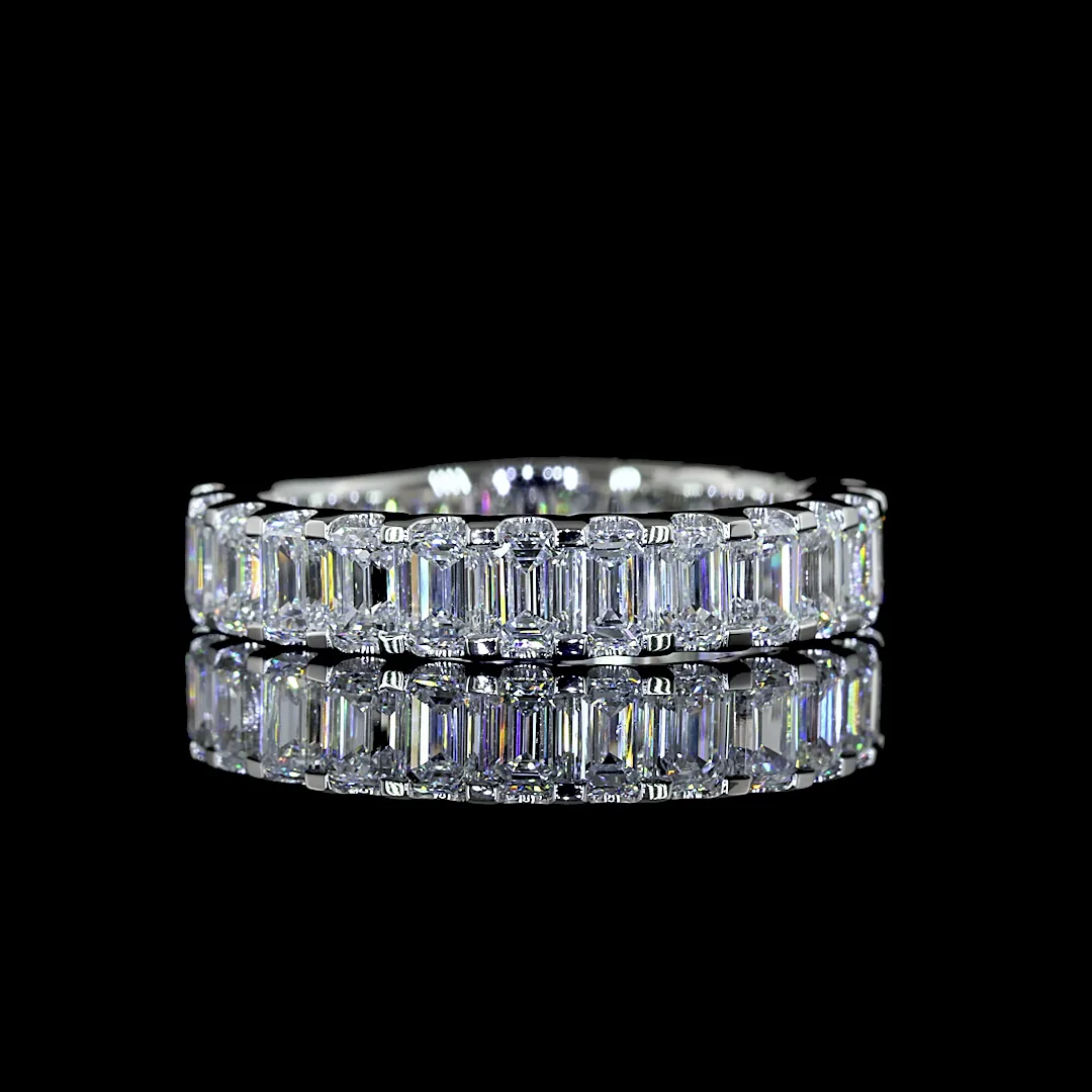 2.16 Cts Platinum Emerald Shape 3/4 Band Eternity Band