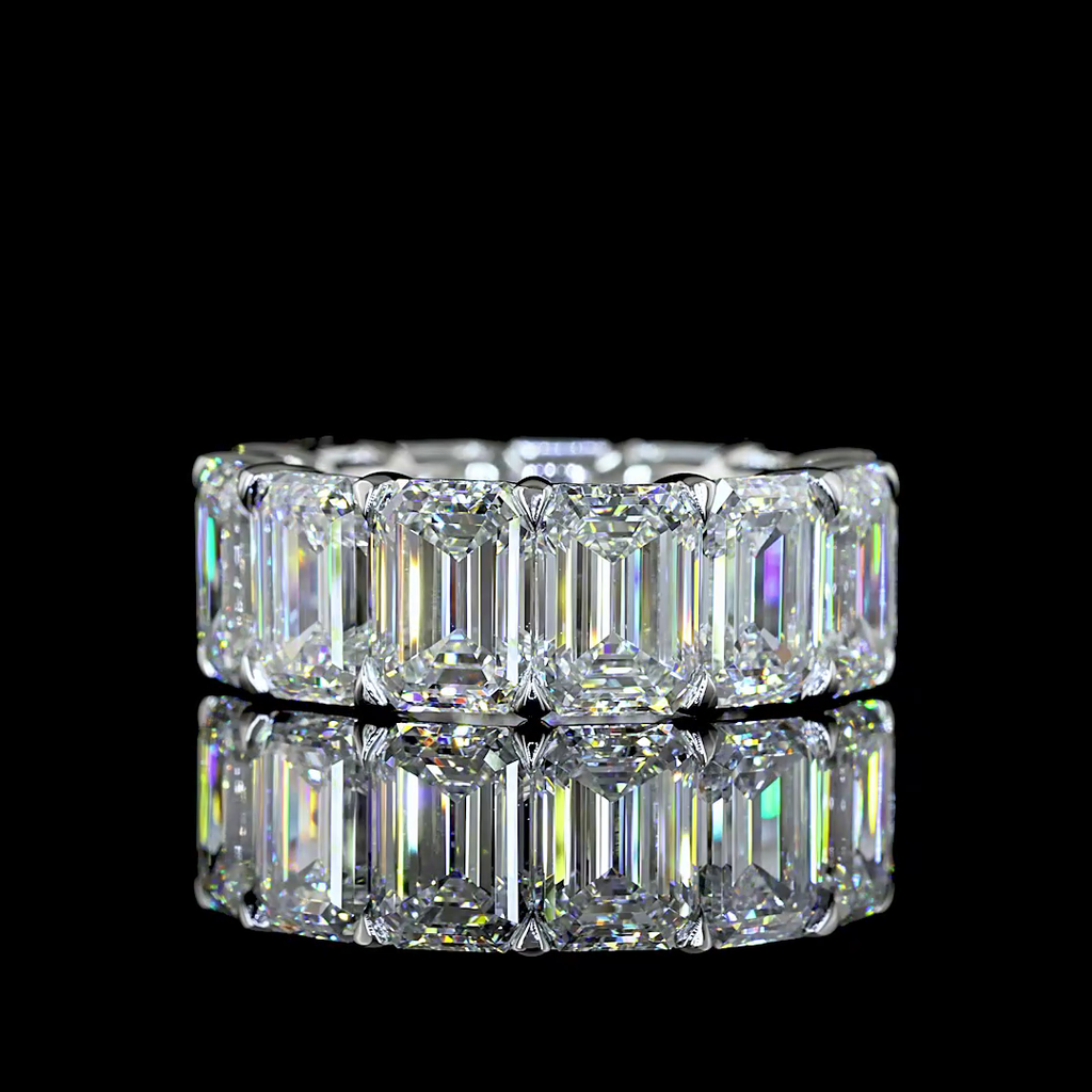 14.03 Cts Platinum Emerald Shape Eternity Band Eternity Band