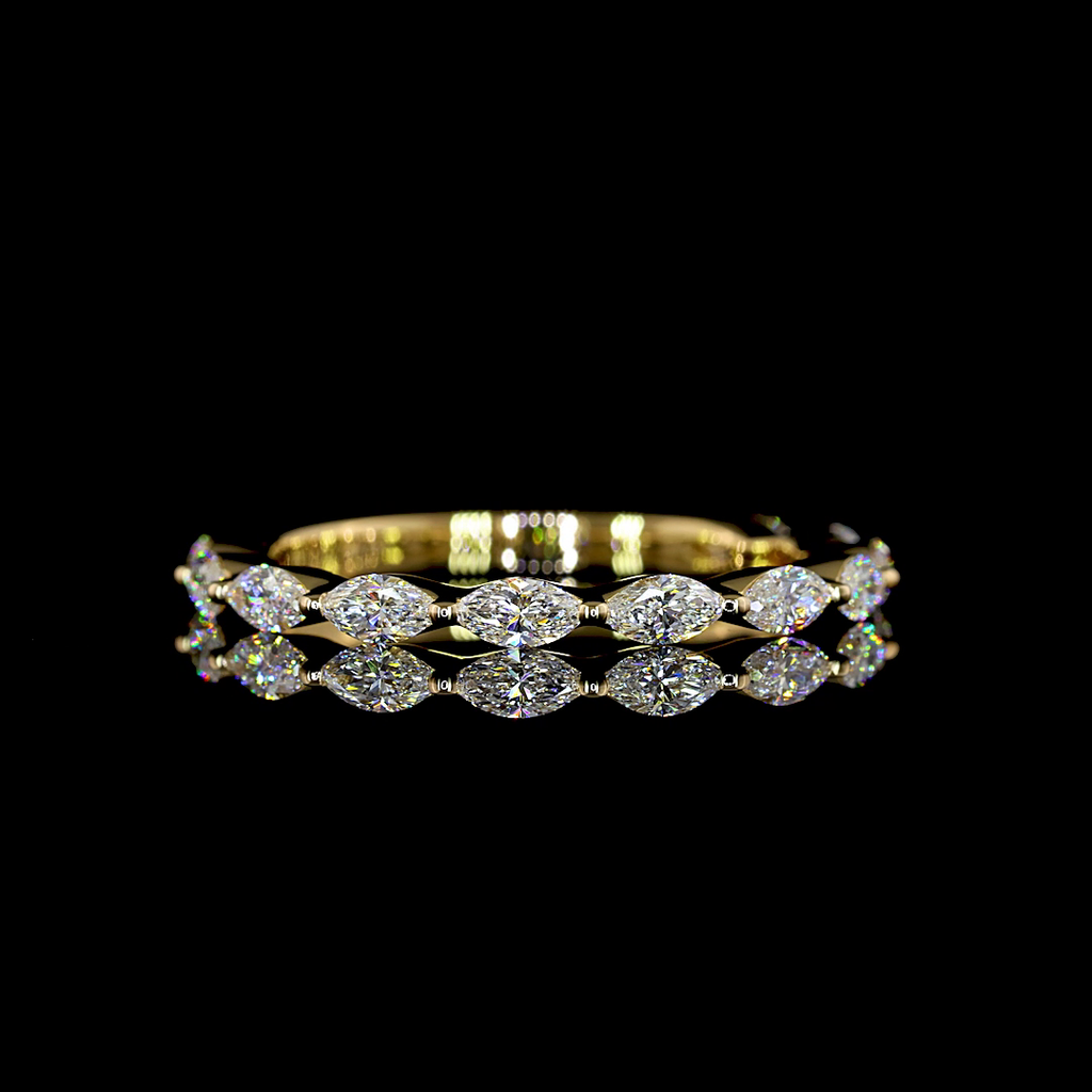 0.71 Cts 18k Yellow Gold Marquise Shape 3/4 Band Eternity Band