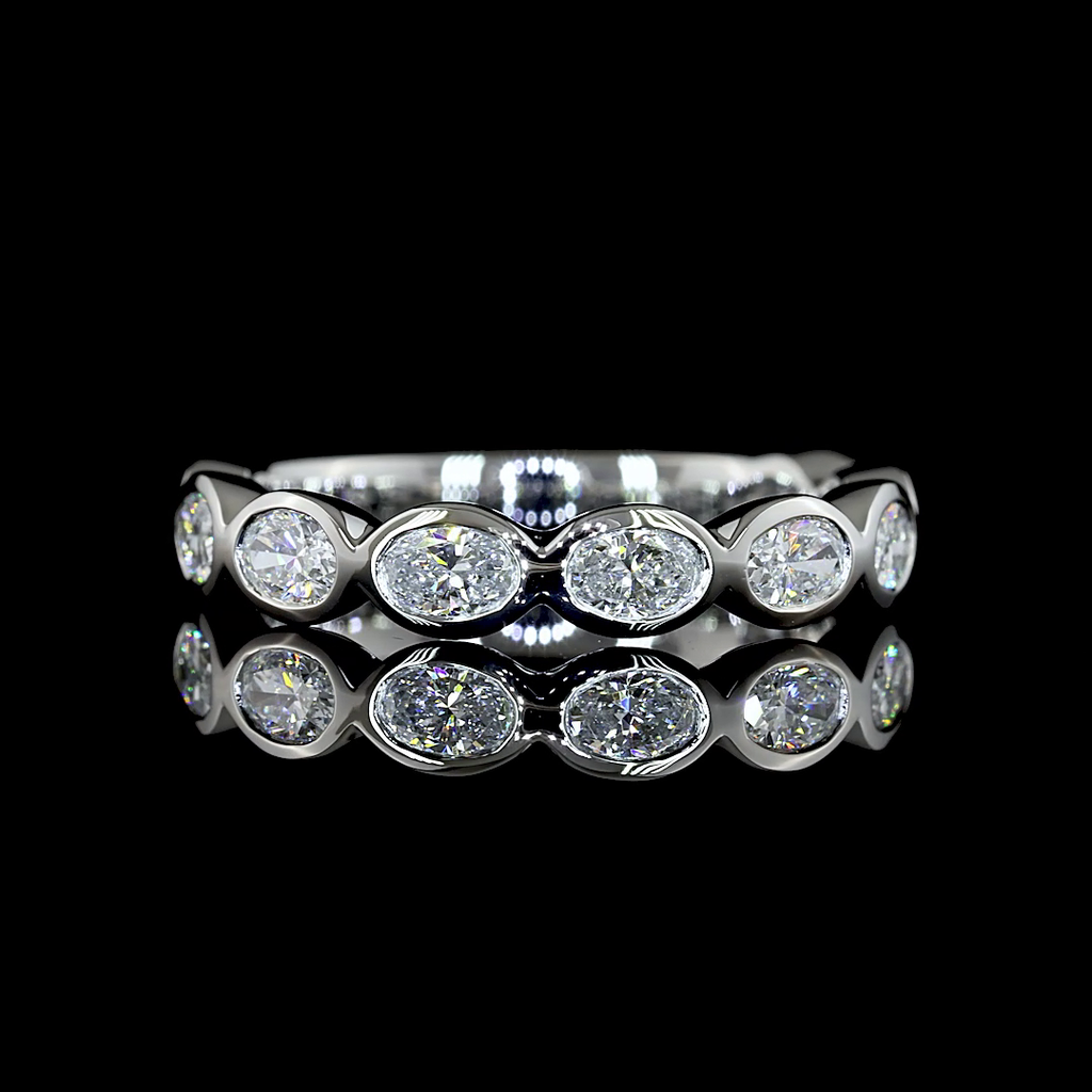 0.9 Cts Platinum Oval Shape 3/4 Band Eternity Band