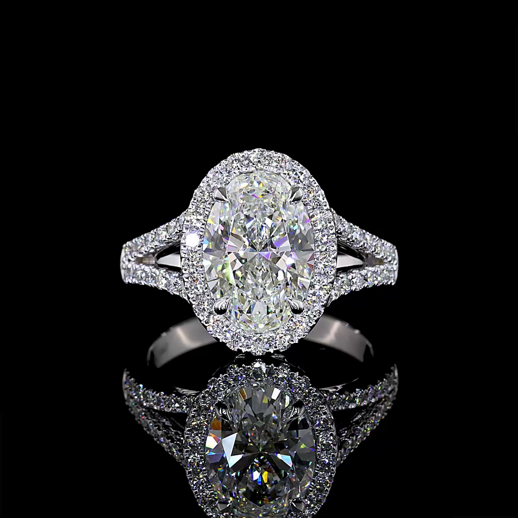 2.21 Cts 14k White Gold Oval Shape Split Shank Ring