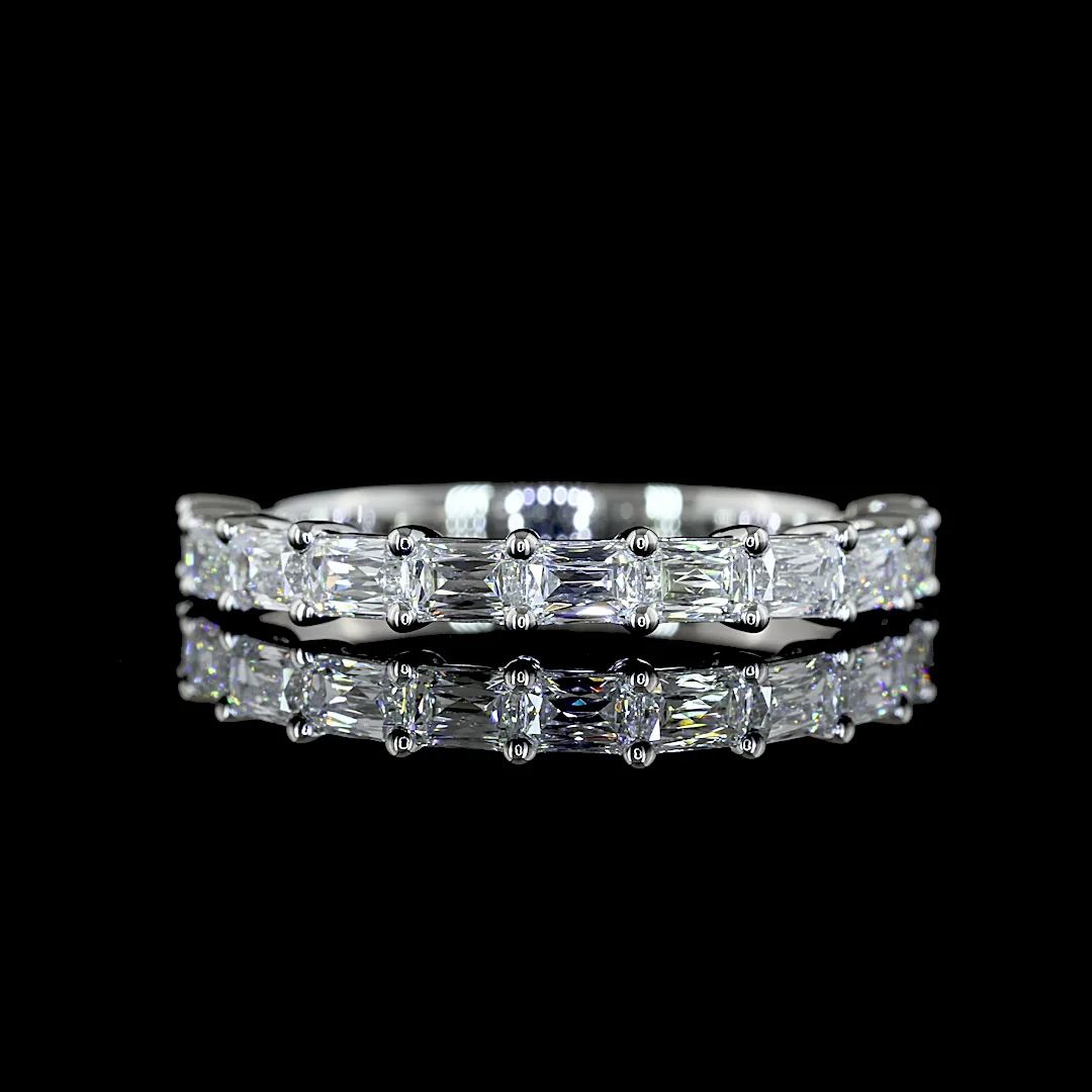 1.07 Cts Platinum Radiant Modified Shape Half Eternity Eternity Band