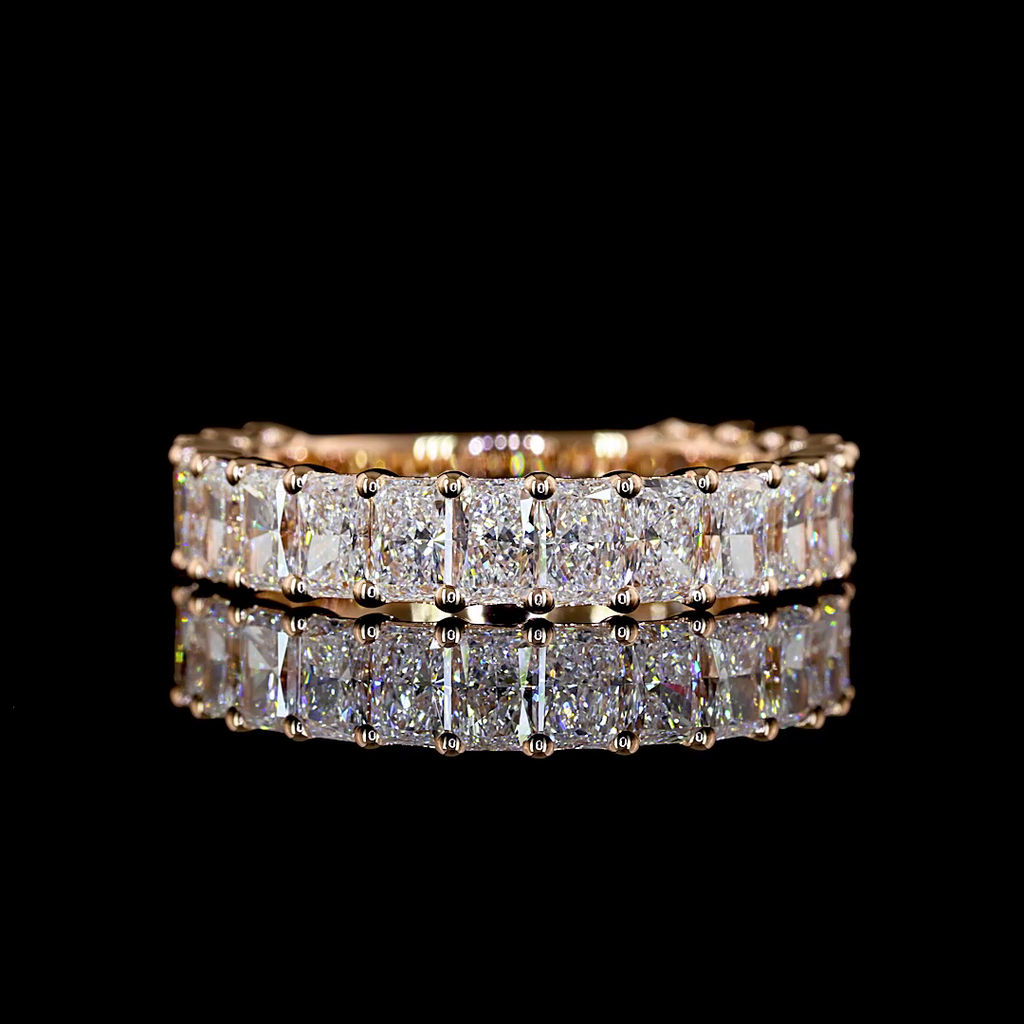 2.93 Cts 14k Rose Gold Radiant Shape 3/4 Band Eternity Band