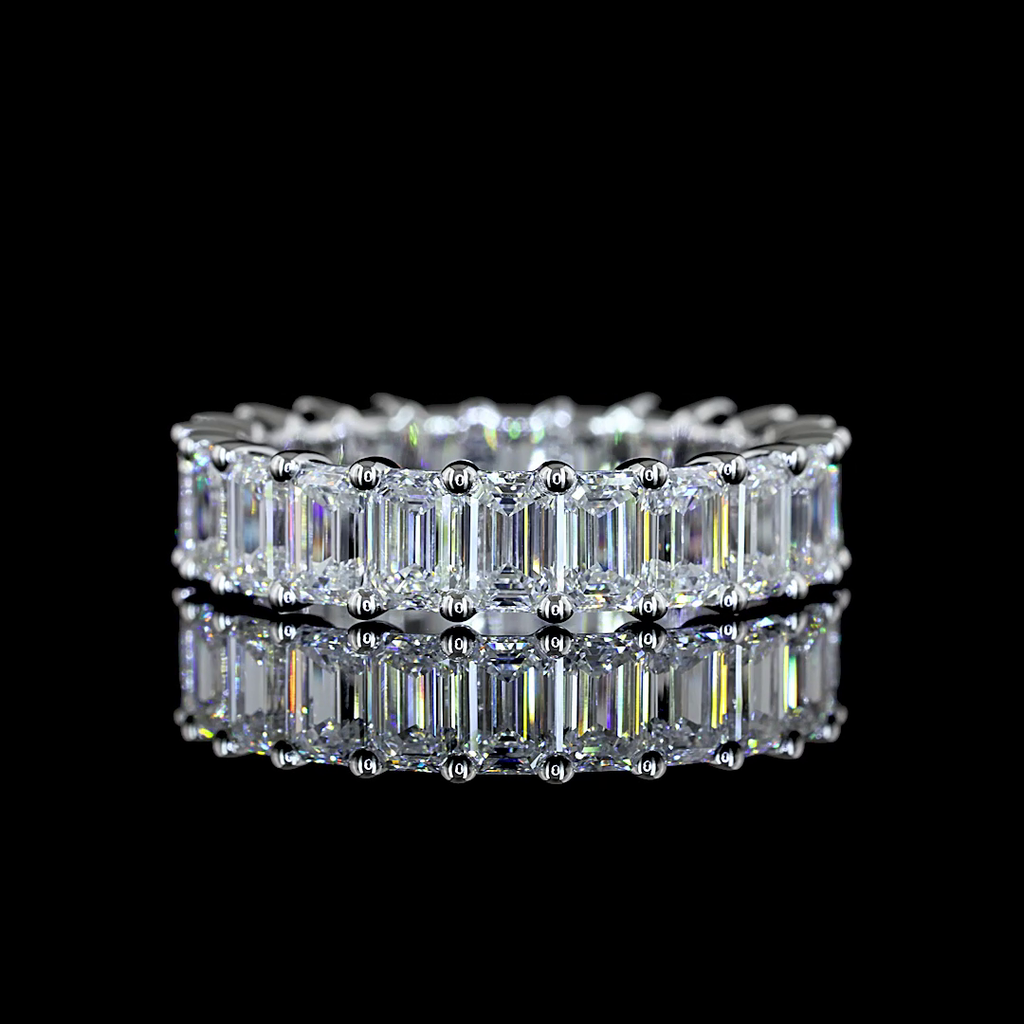 3.84 Cts 14k White Gold Emerald Shape Eternity Band Eternity Band