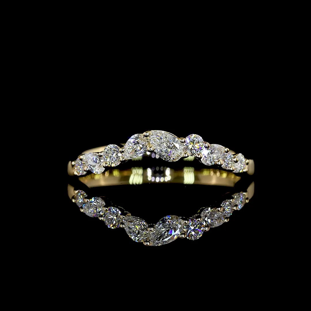 0.33 Cts 14k Yellow Gold Mix Shape 3/4 Band Eternity Band