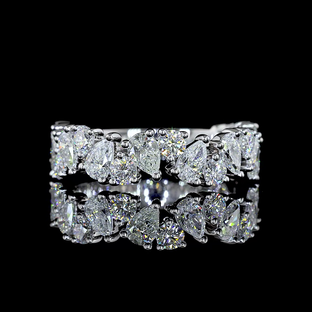 1.61 Cts 14k White Gold Mix Shape 3/4 Band Eternity Band