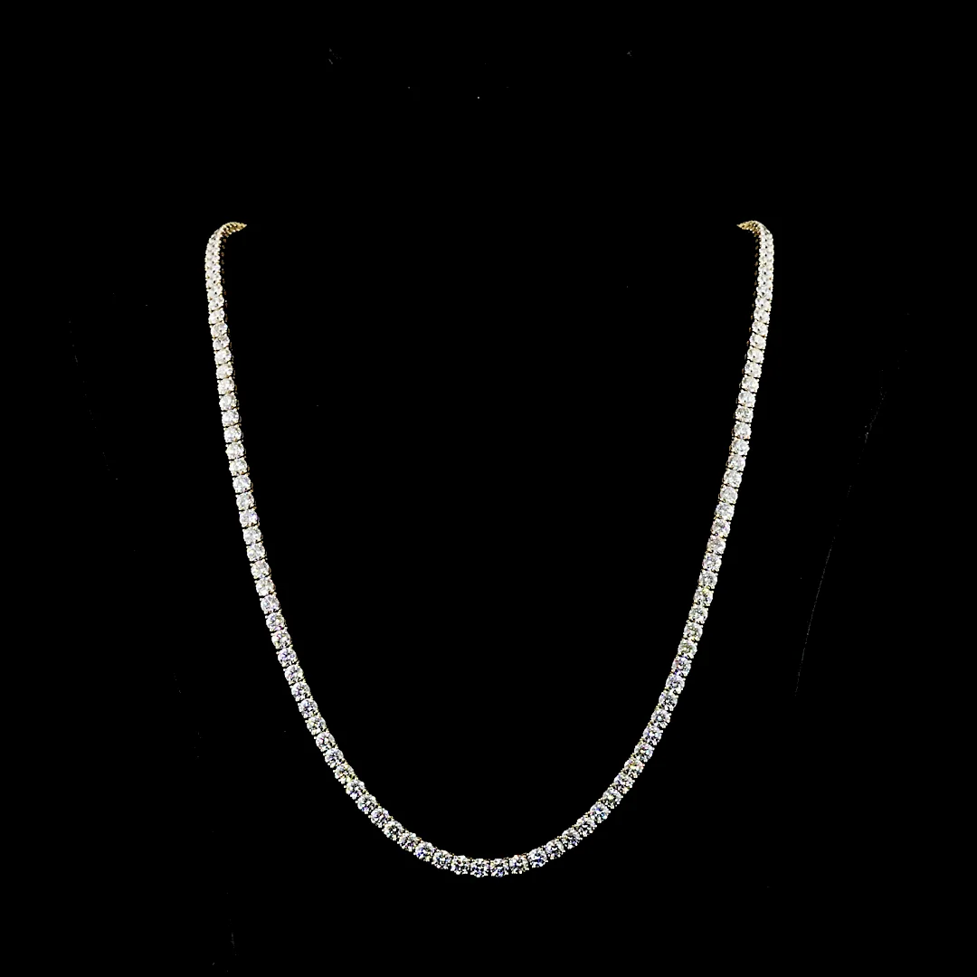 41.84 Cts 14k Yellow Gold Round Shape Tennis Necklace