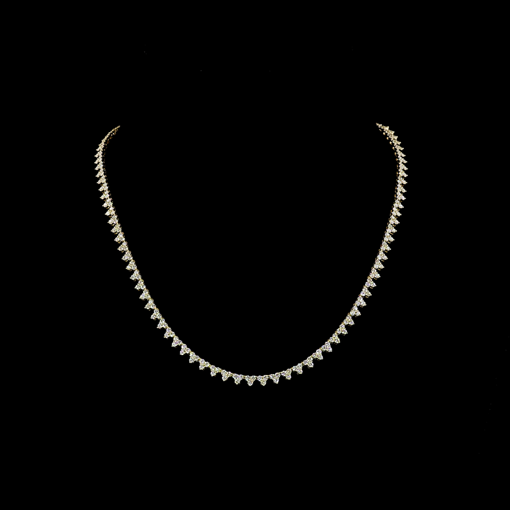 6.16 Cts 14k Yellow Gold Round Shape Tennis Necklace