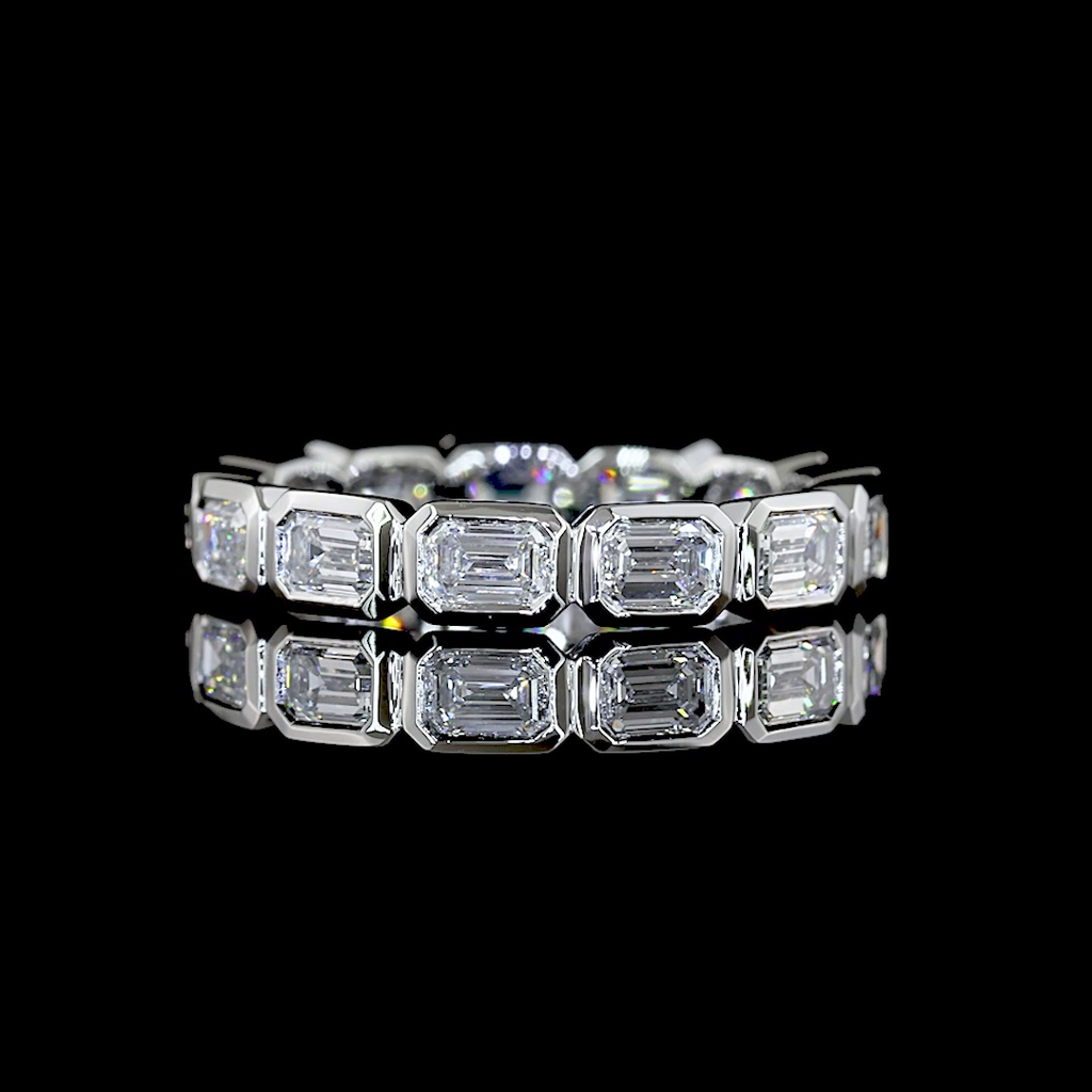 1.51 Cts Platinum Emerald Shape Eternity Band Eternity Band