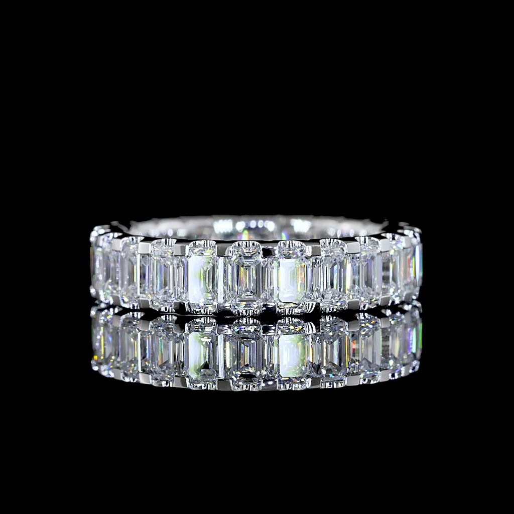 2.83 Cts 14k White Gold Emerald Shape Eternity Band Eternity Band