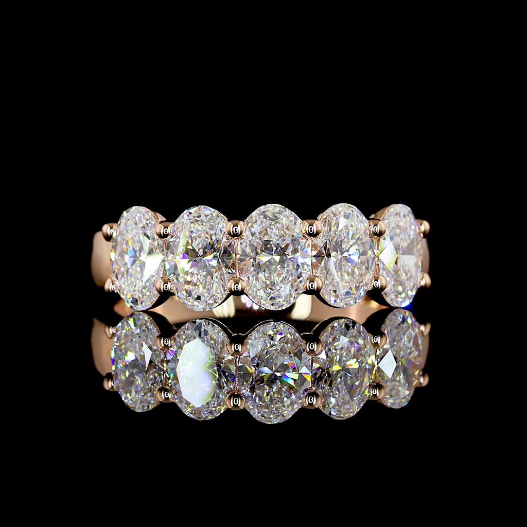 2.1 Cts 14k Rose Gold Oval Shape 5 Stones Eternity Band