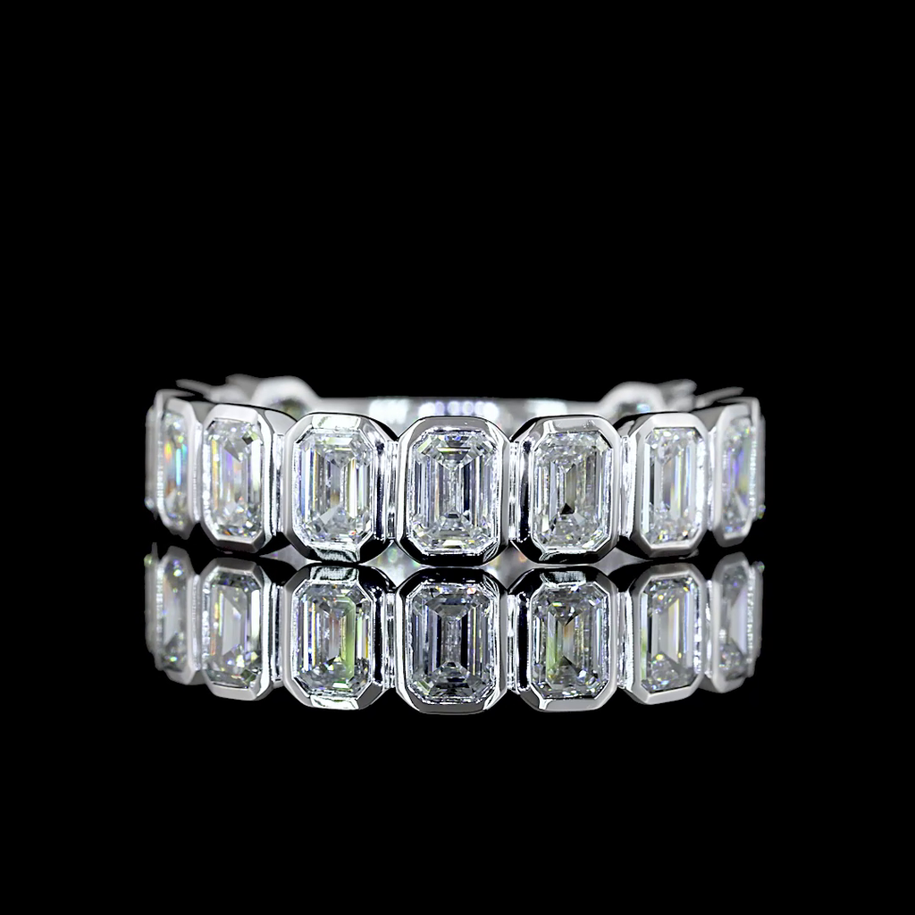 2.06 Cts 14k White Gold Emerald Shape 3/4 Band Eternity Band