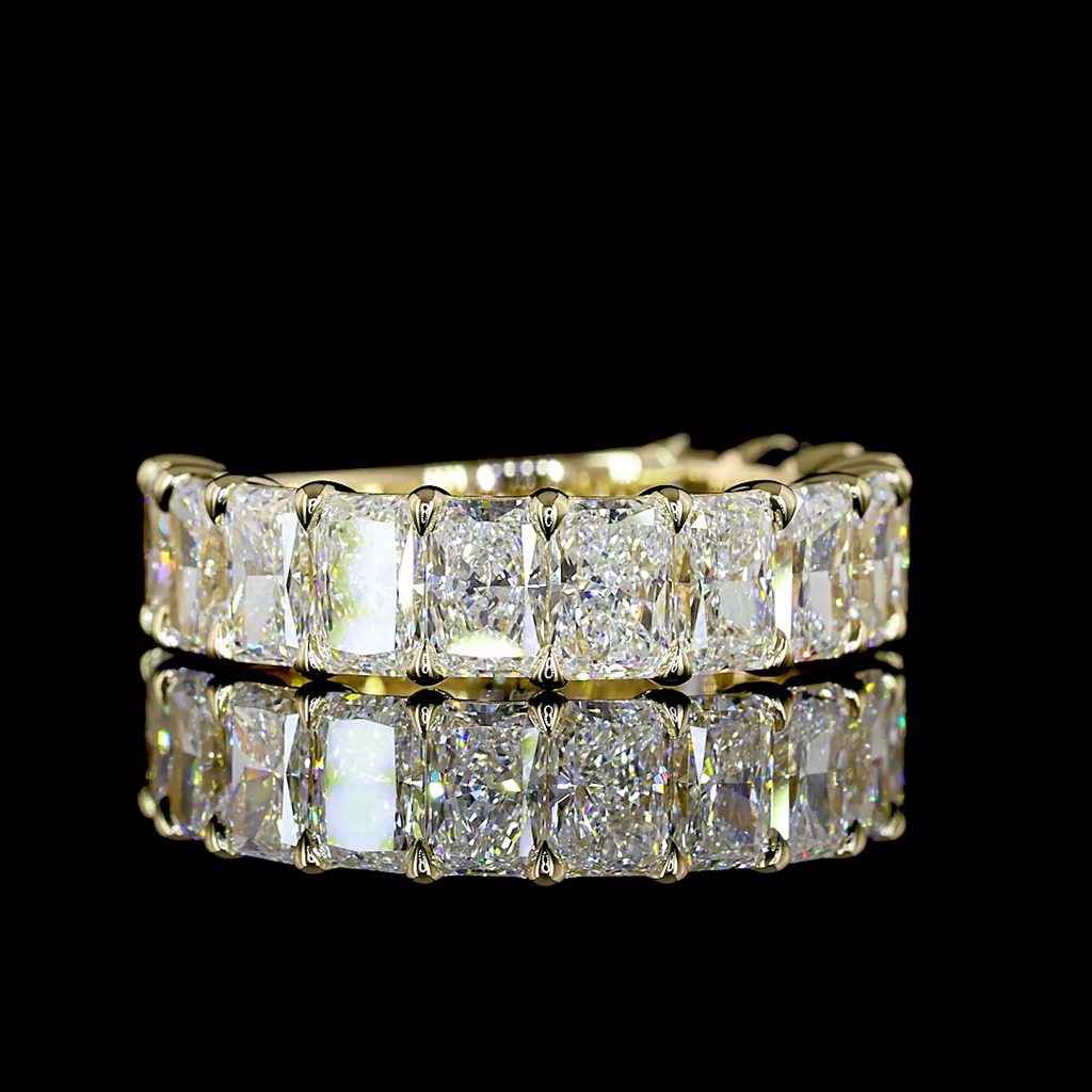 3.56 Cts 14k Yellow Gold Radiant Shape 3/4 Band Eternity Band