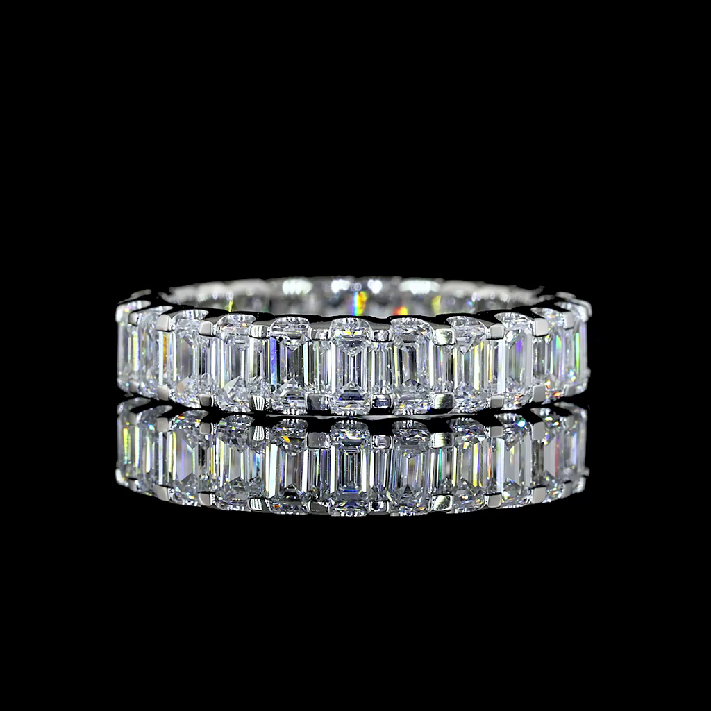 2.68 Cts Platinum Emerald Shape Eternity Band Eternity Band