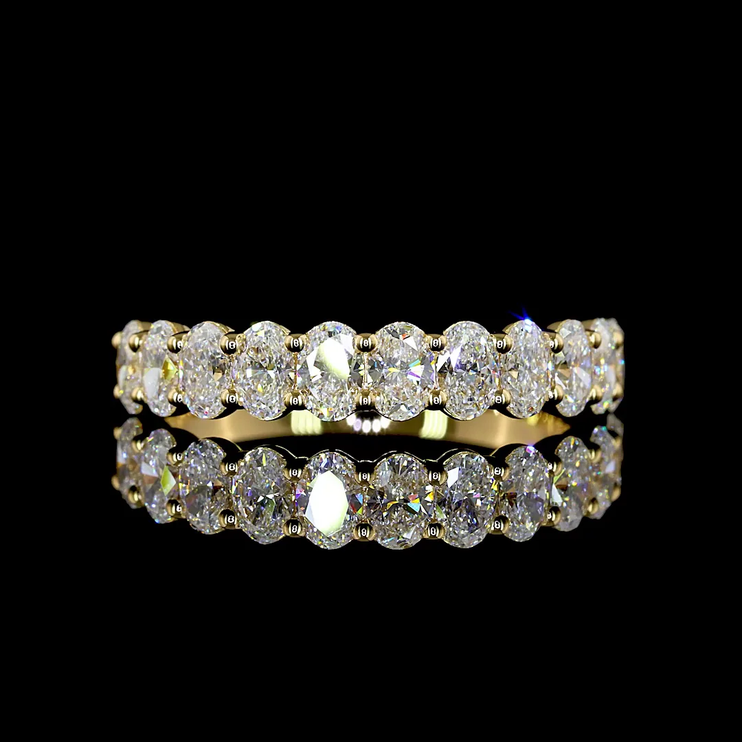 1.1 Cts 18k Yellow Gold Oval Shape Half Eternity Eternity Band