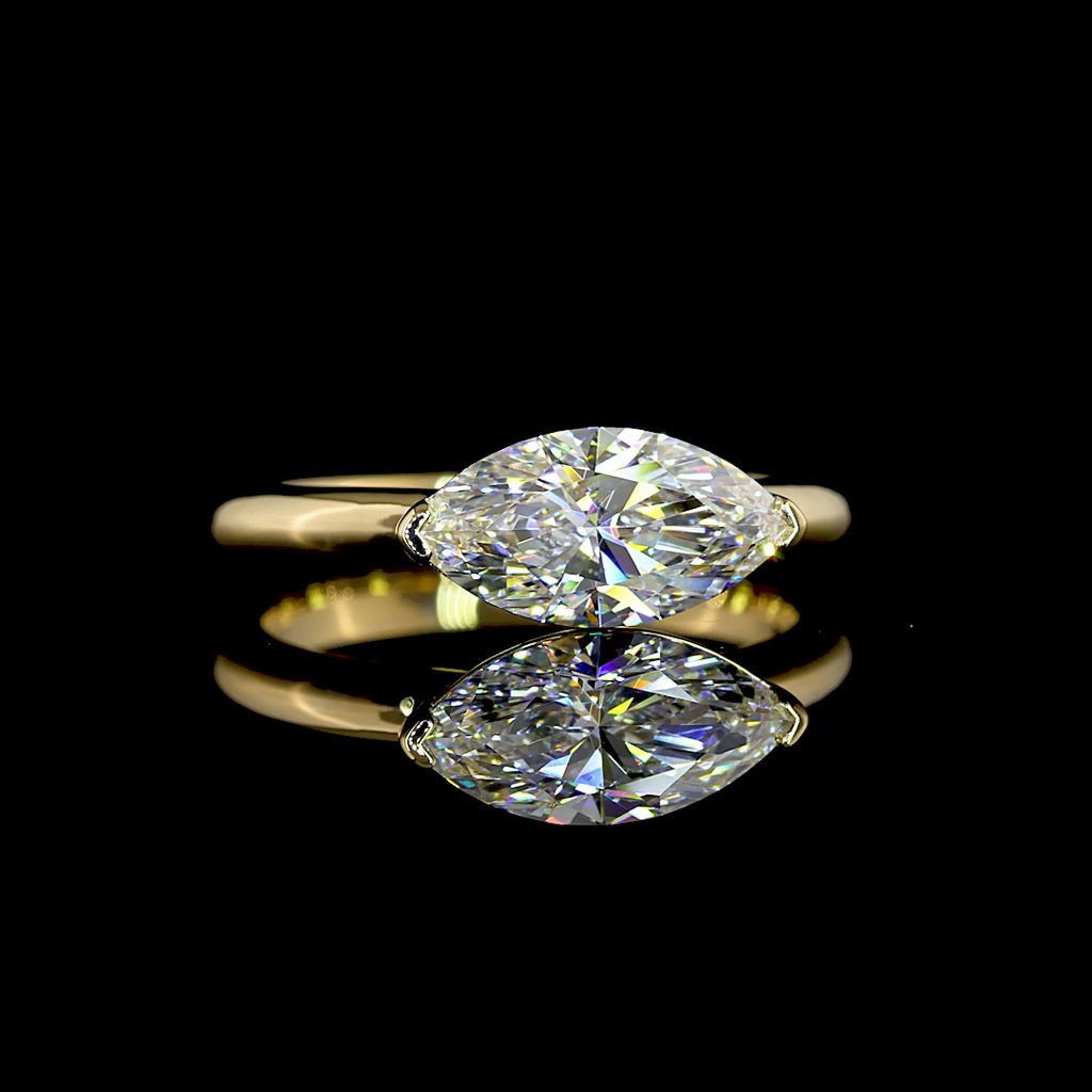 0.89 Cts 14k Yellow Gold Marquise Shape Solitaire Ring