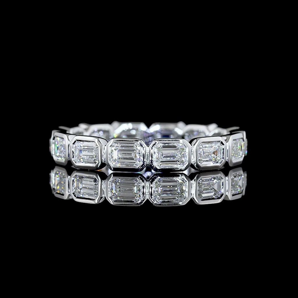 1.37 Cts 14k White Gold Emerald Shape Eternity Band Eternity Band